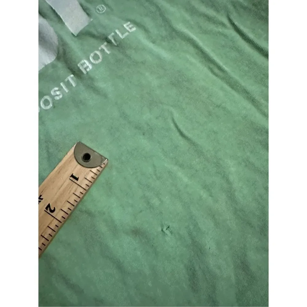 Vintage 7 Up Youth XL Green Graphic Shirt Single Stitch USA made repaired Artex